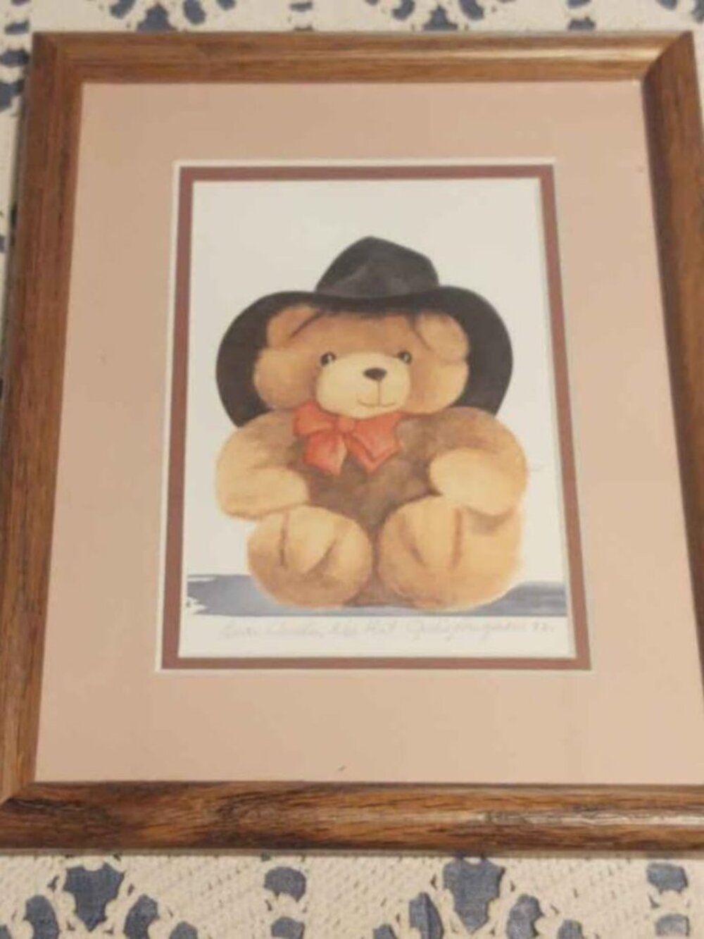 Bear Under My Hat Teddy Bear, Country, Western Local Artist Julie Longacre 1992